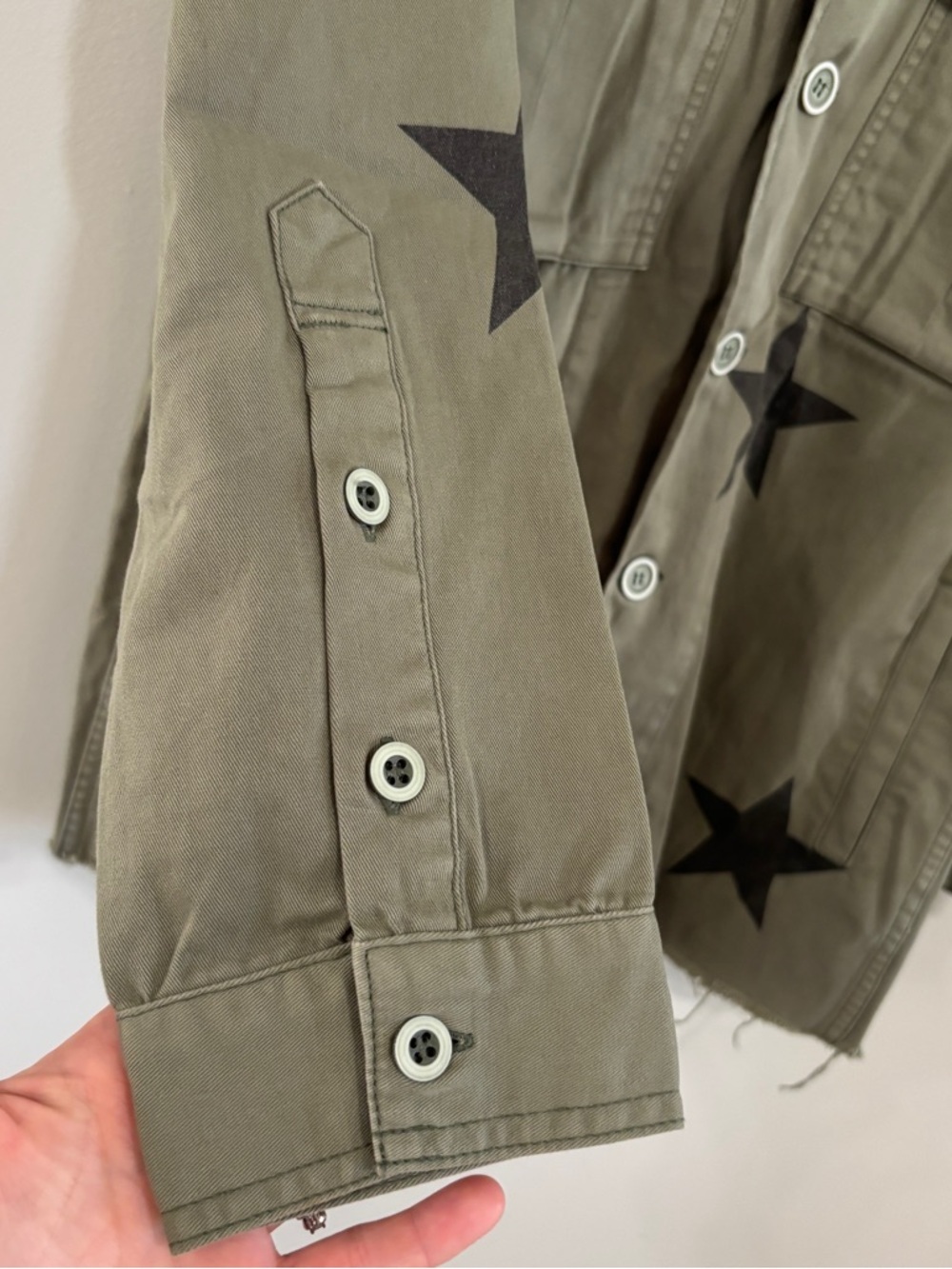 Pistola Olive Green Star Print Utility Jacket medium - Picture 4 of 7